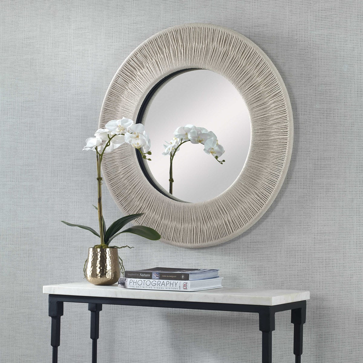 Sailor's Knot Small Round Mirror, White Mirrors| Uttermost