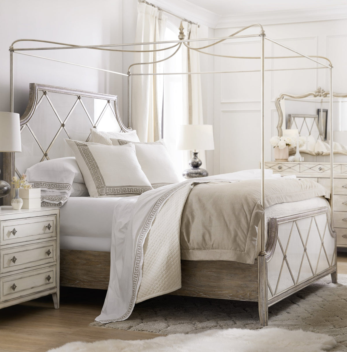 Sanctuary Diamont Canopy King Panel Bed Beds| Hooker