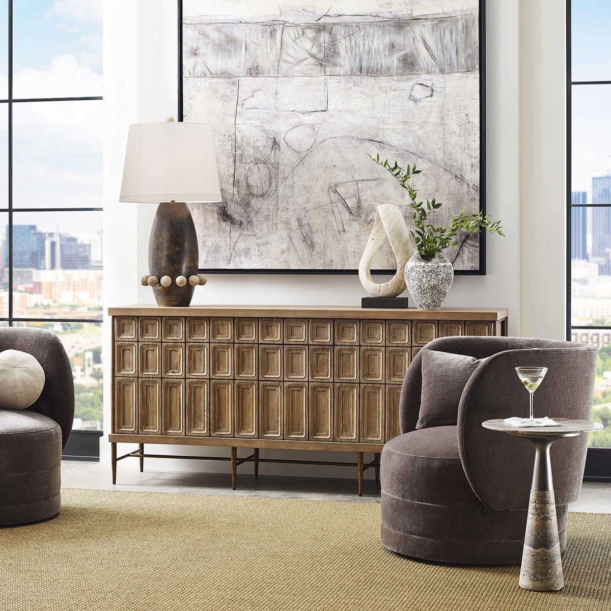 Sanctuary Swivel Chair - Warm Gray Chairs| Uttermost