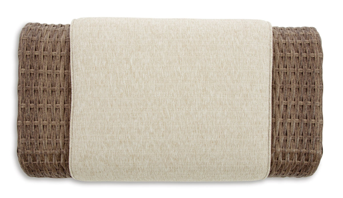 Sandy Bloom Outdoor Ottoman with Cushion Outdoor Chairs| Ashley Homestore