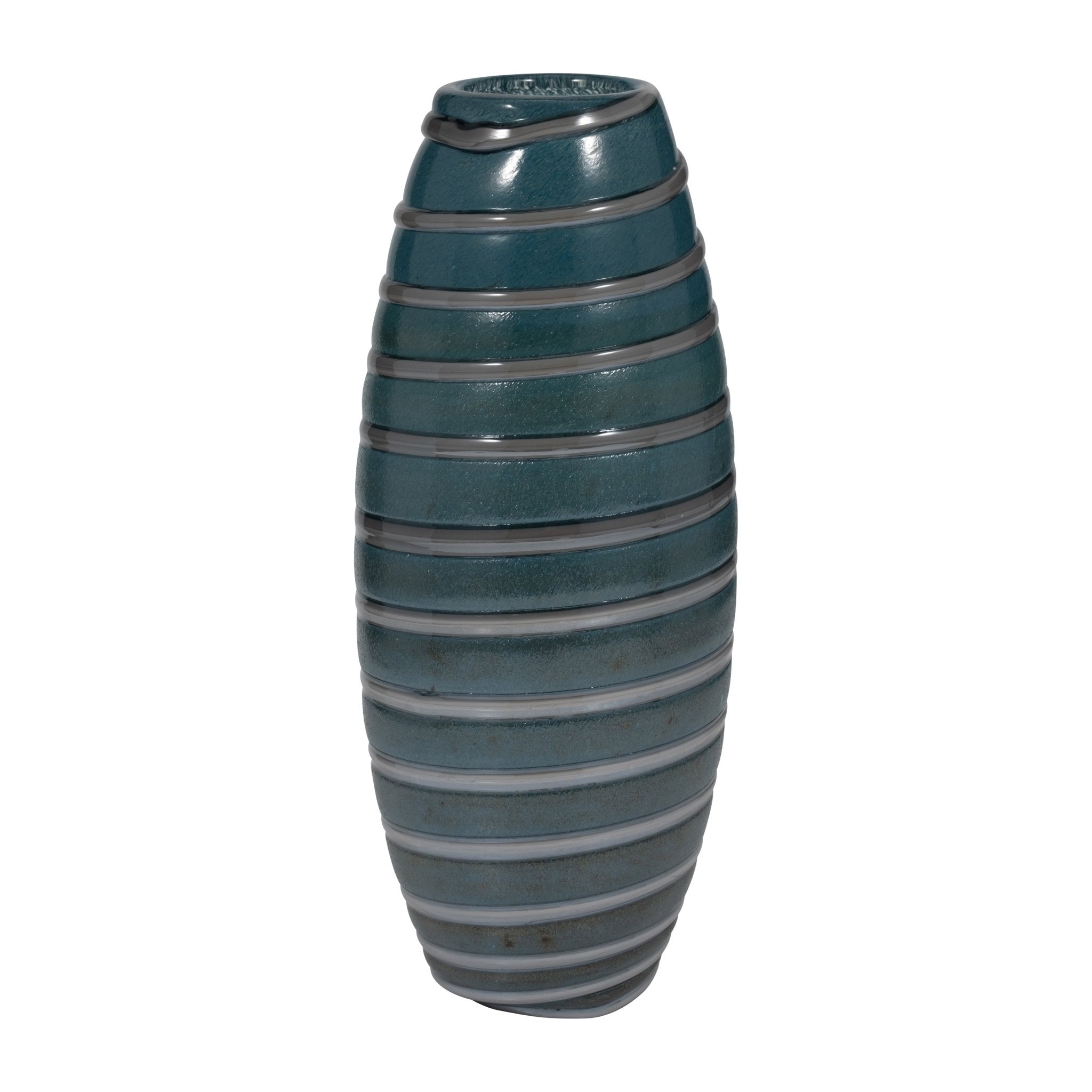 Santiago Striped Blue Glass Vase Vases and Jars| Sagebrook Home