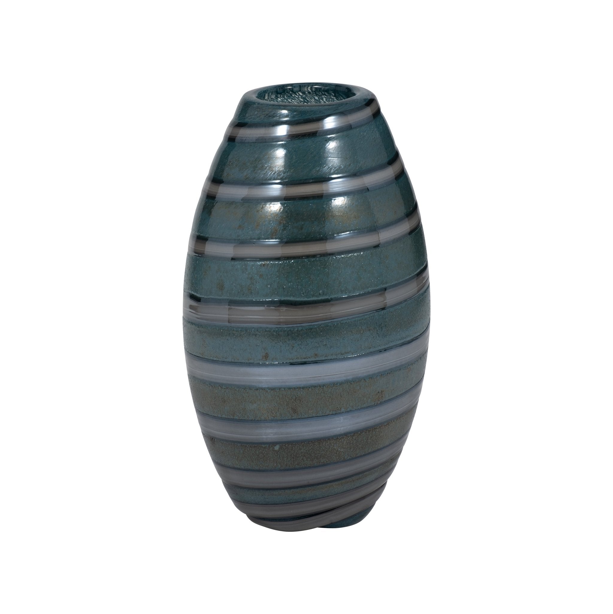 Santiago Striped Blue Glass Vase Vases and Jars| Sagebrook Home