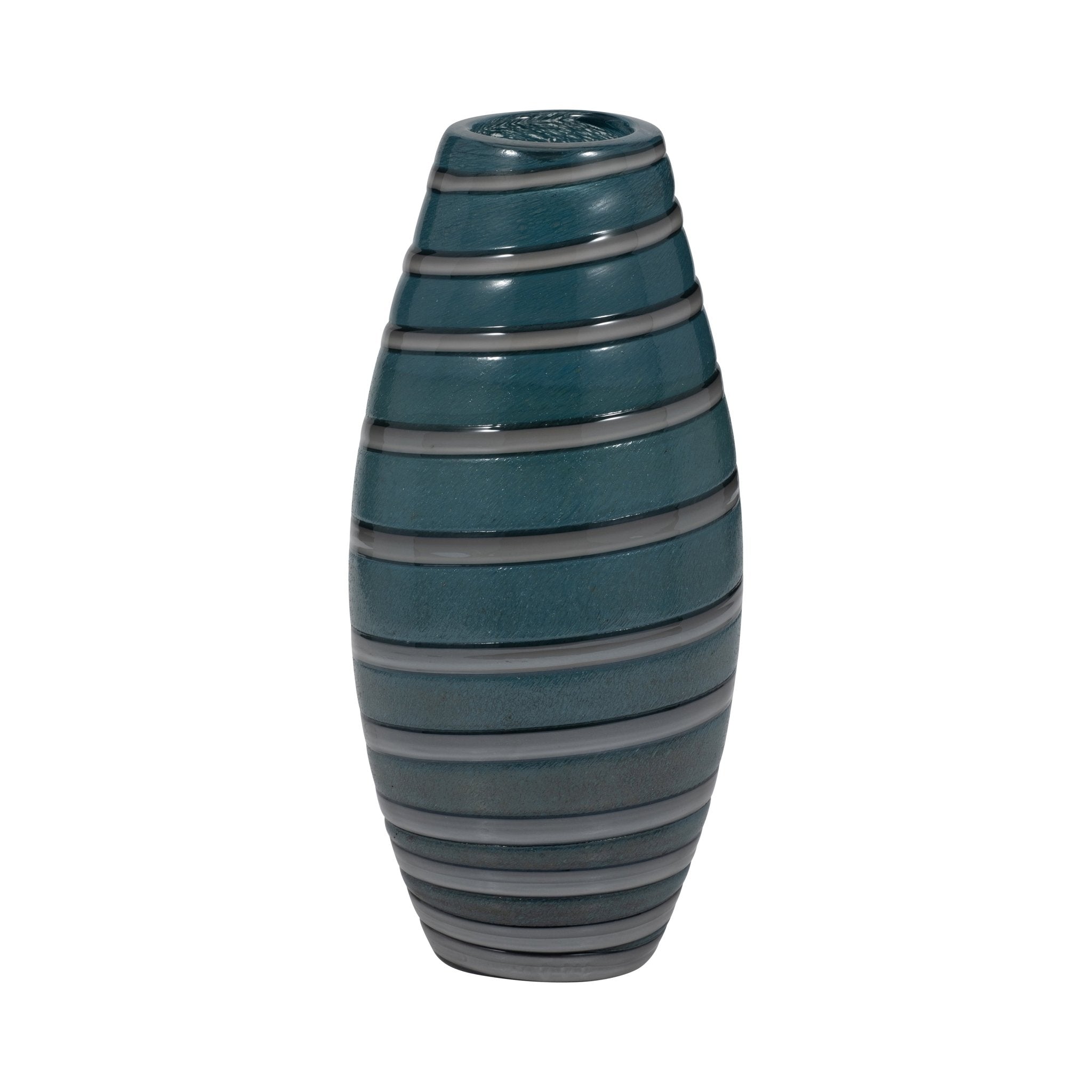 Santiago Striped Blue Glass Vase Vases and Jars| Sagebrook Home