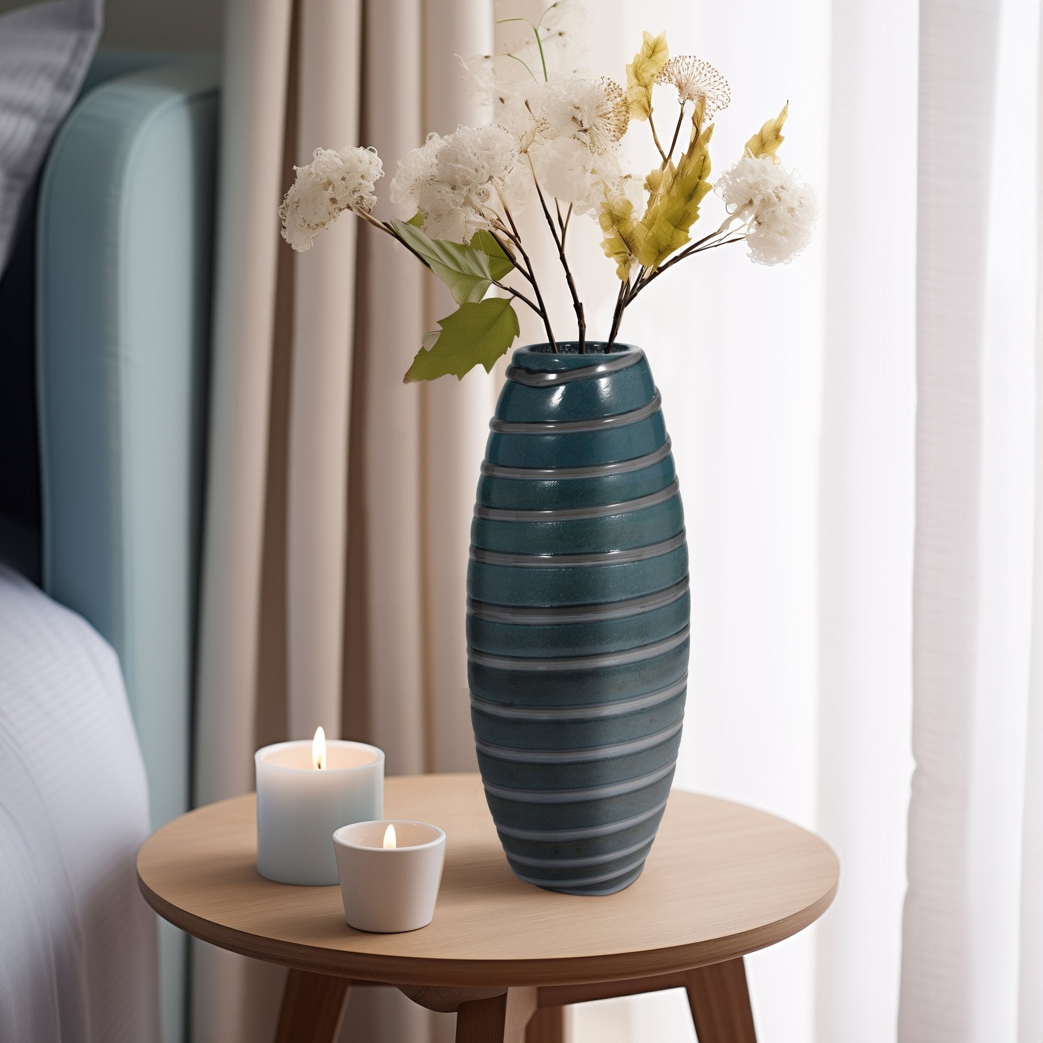 Santiago Striped Blue Glass Vase Vases and Jars| Sagebrook Home