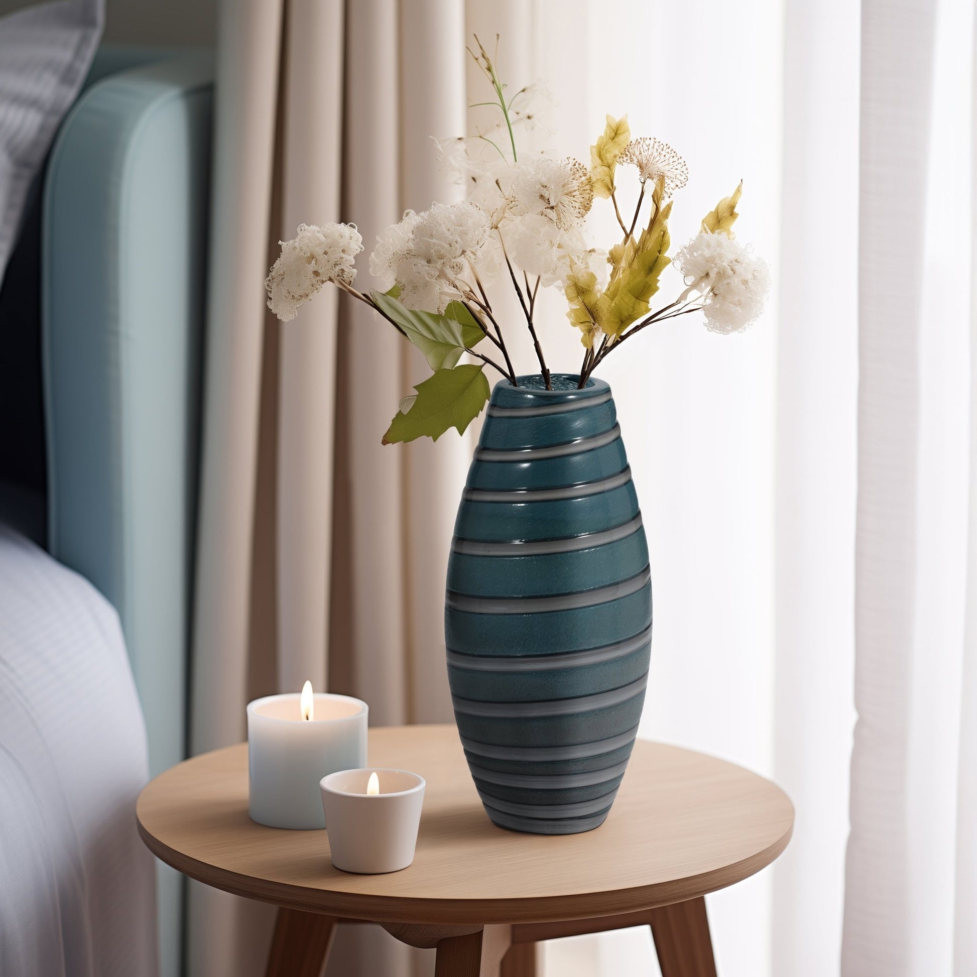 Santiago Striped Blue Glass Vase Vases and Jars| Sagebrook Home
