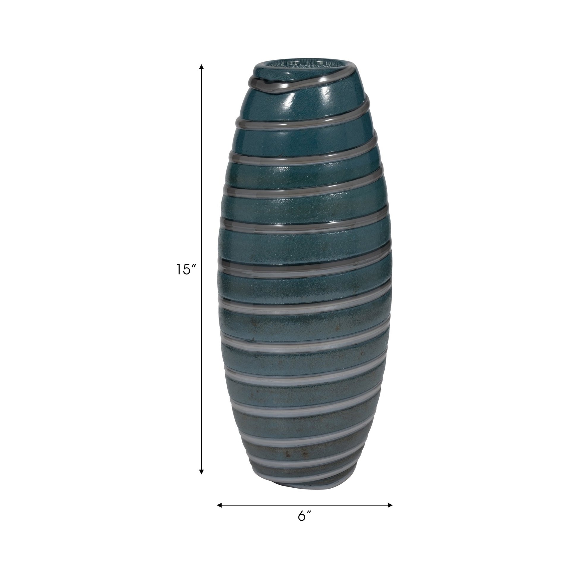 Santiago Striped Blue Glass Vase Vases and Jars| Sagebrook Home