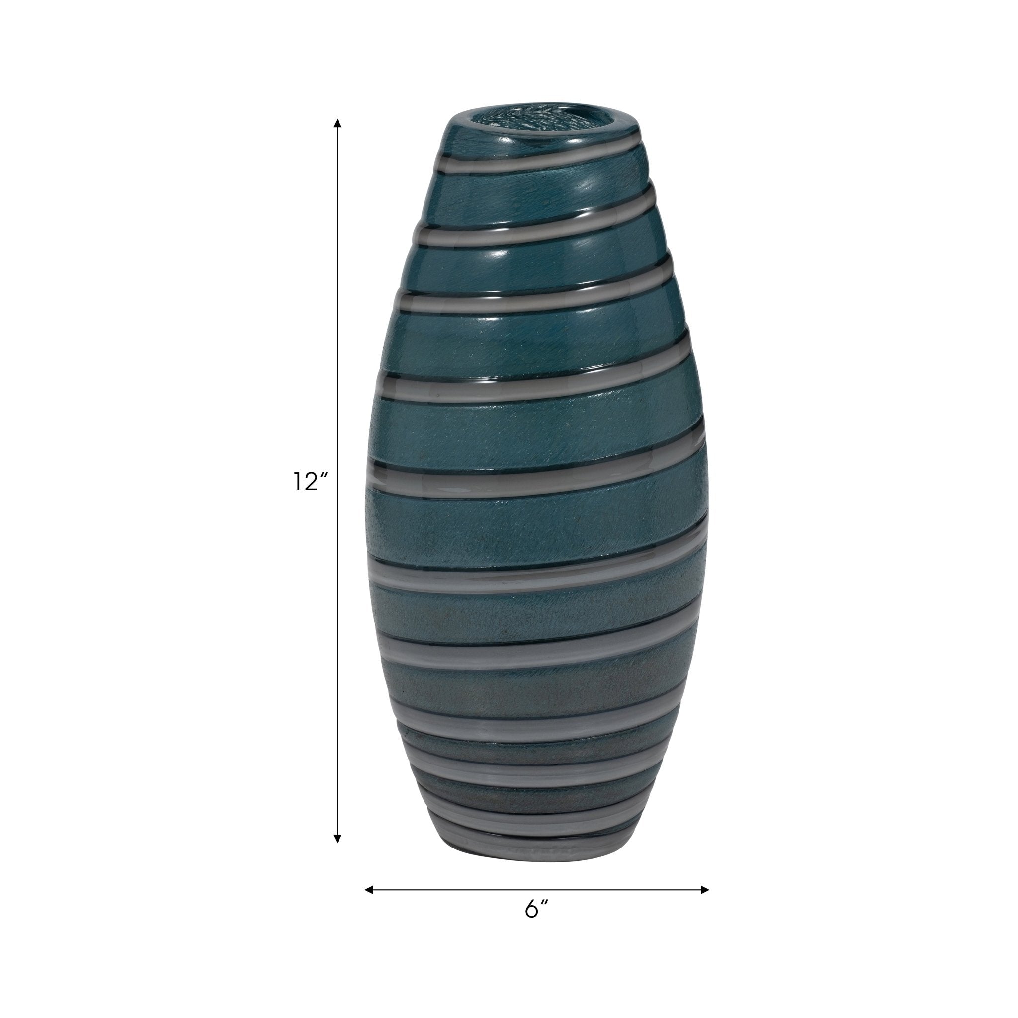 Santiago Striped Blue Glass Vase Vases and Jars| Sagebrook Home