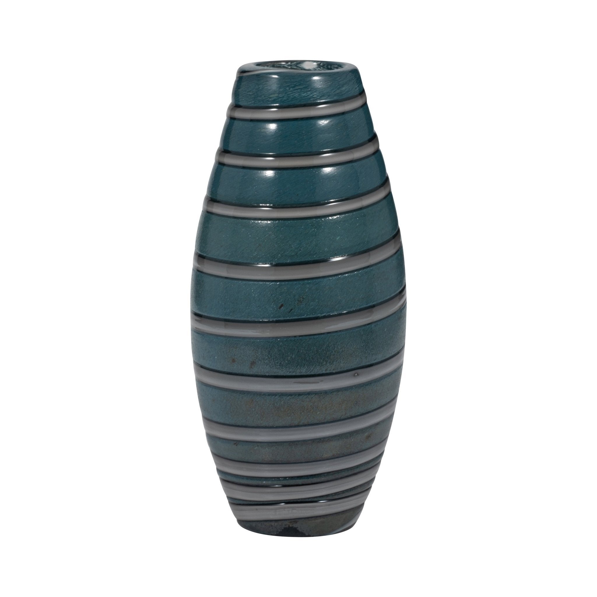 Santiago Striped Blue Glass Vase Vases and Jars| Sagebrook Home