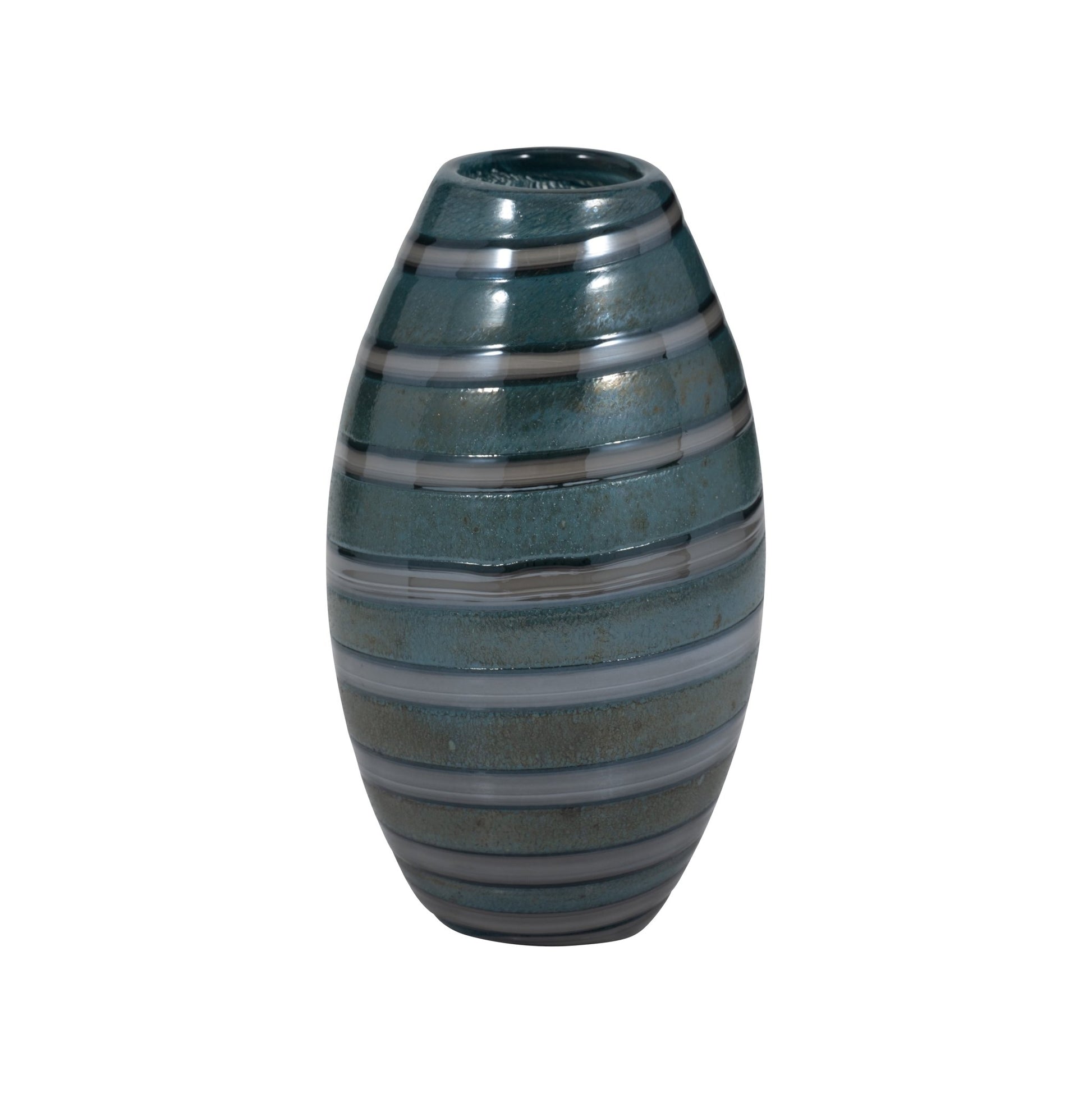 Santiago Striped Blue Glass Vase Vases and Jars| Sagebrook Home