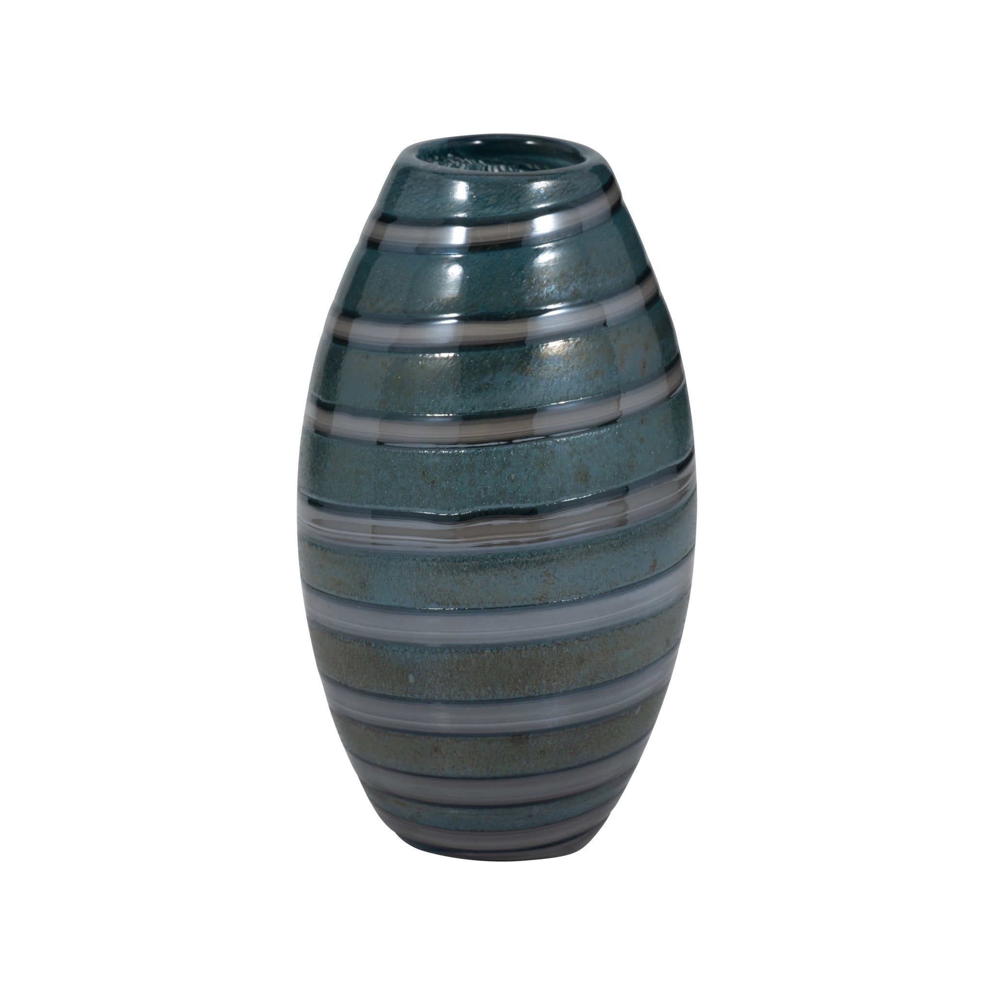 Santiago Striped Blue Glass Vase Vases and Jars| Sagebrook Home
