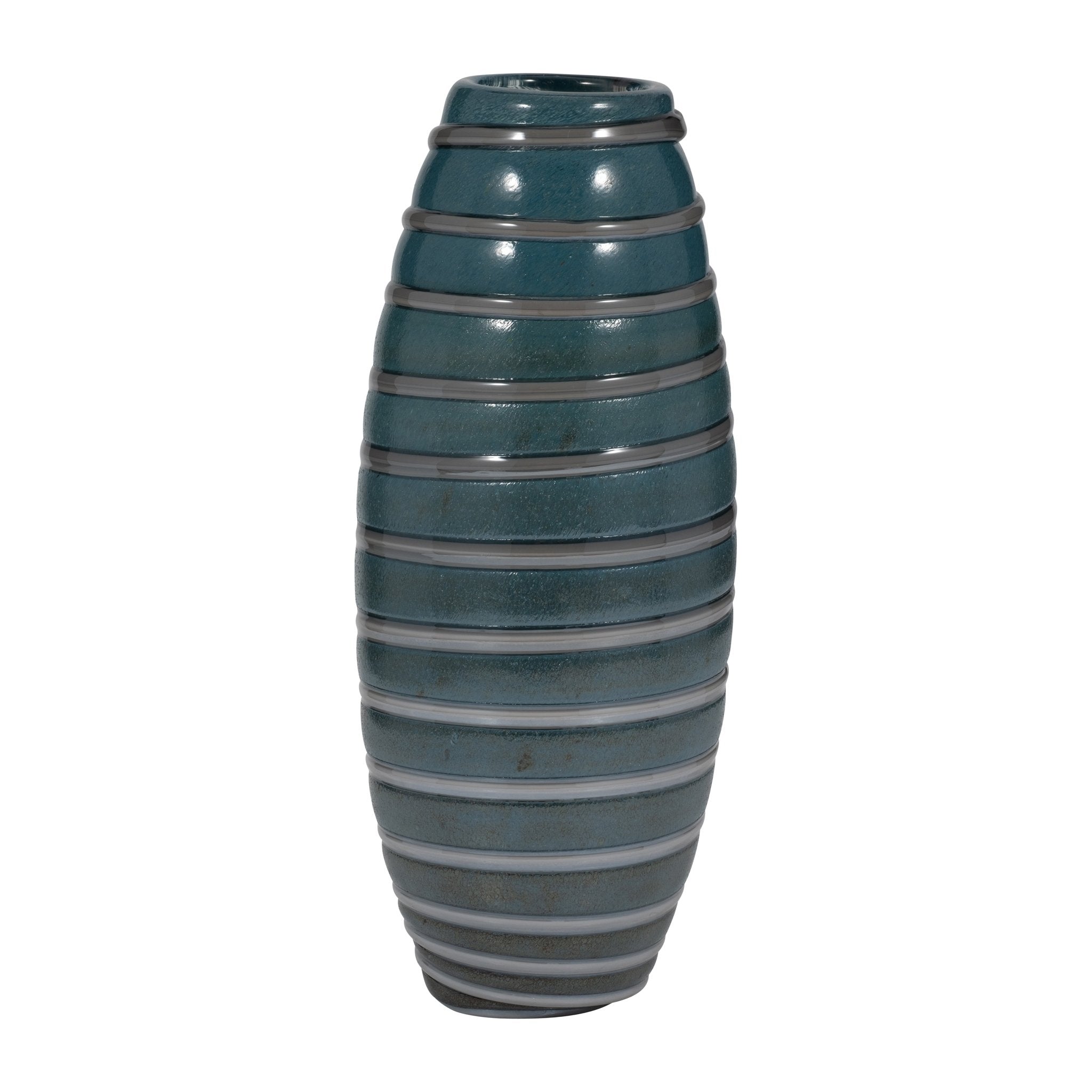 Santiago Striped Blue Glass Vase Vases and Jars| Sagebrook Home