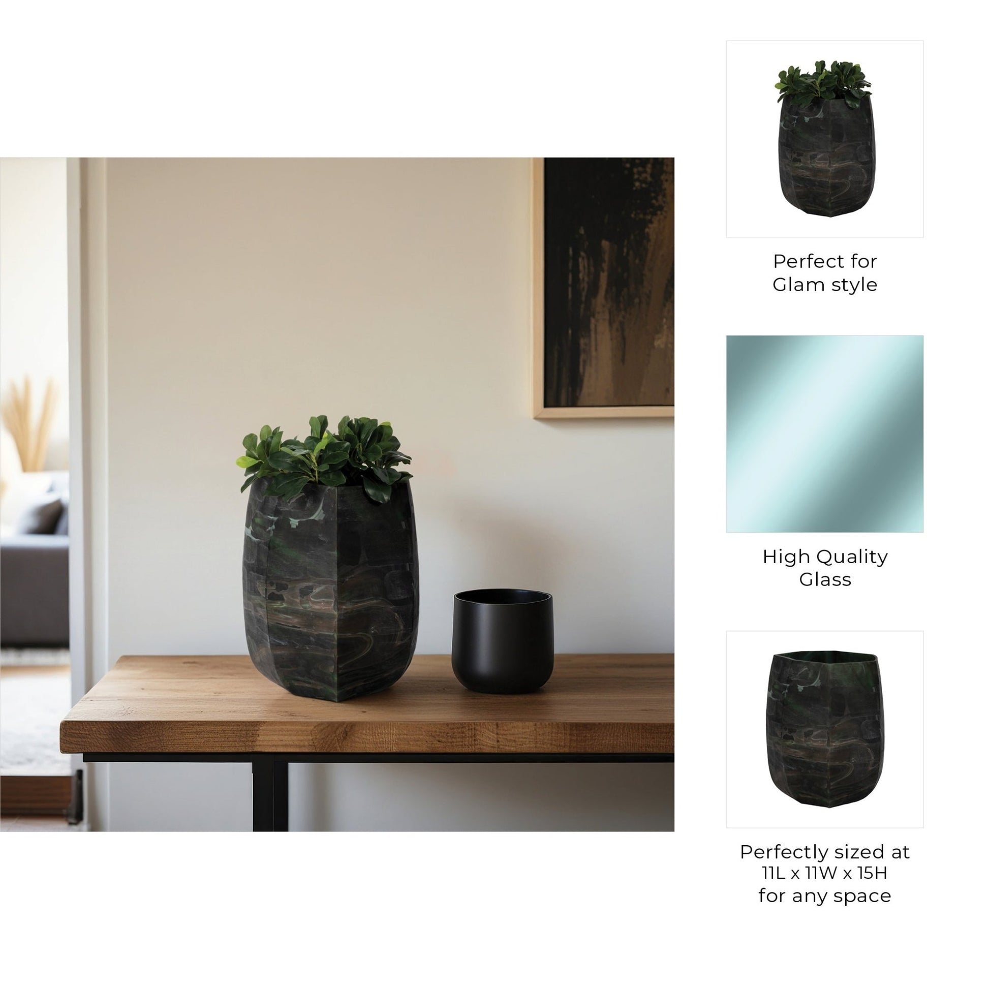 SAVU GREEN GLASS VASE Vases and Jars| Sagebrook Home