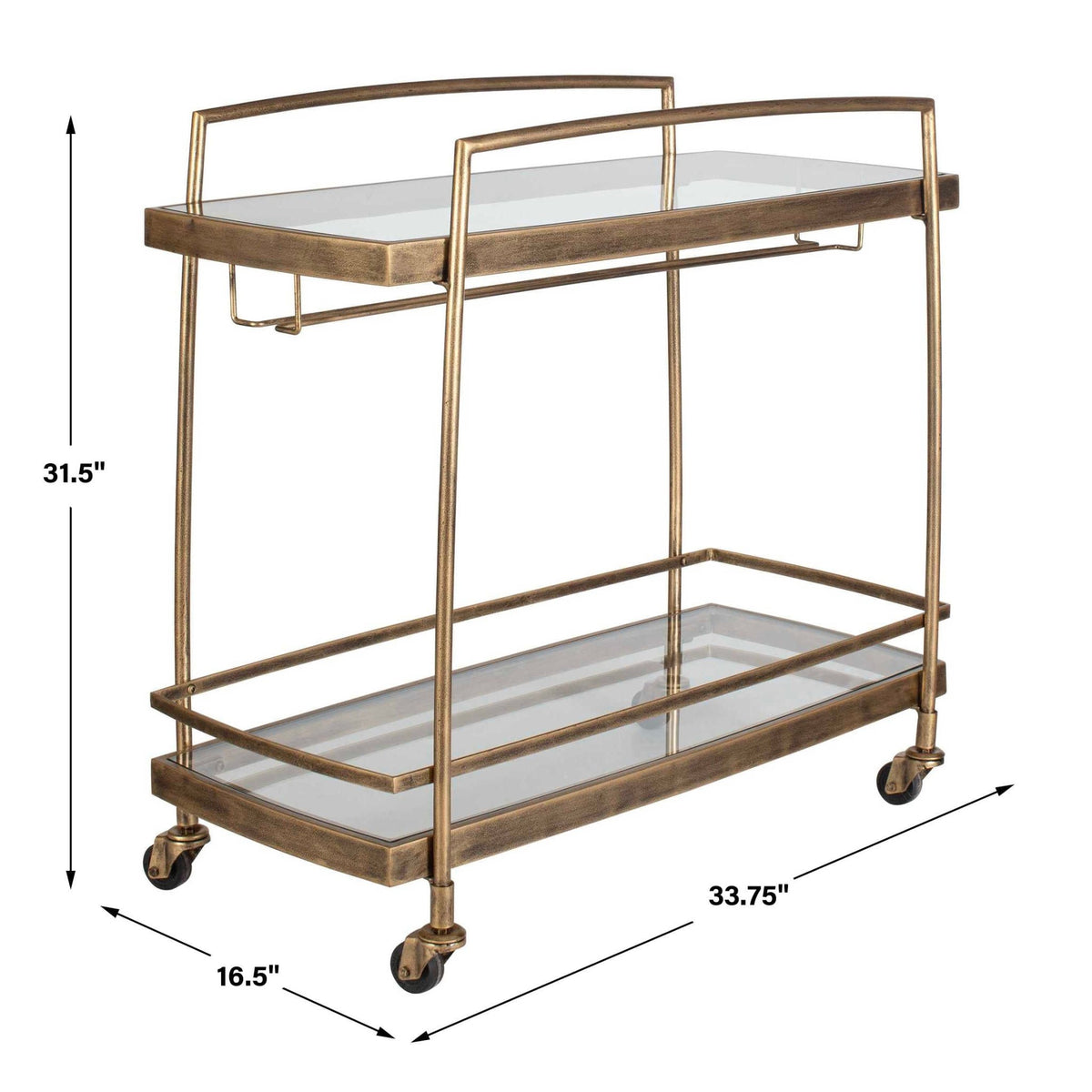 Scarritt Antique Brass Bar Cart Serving Carts| Uttermost