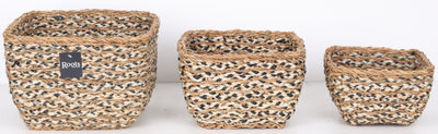 SEAGRASS / JUTE SQUARE TAPER BASKET - SET OF 3 - Al Rugaib Furniture