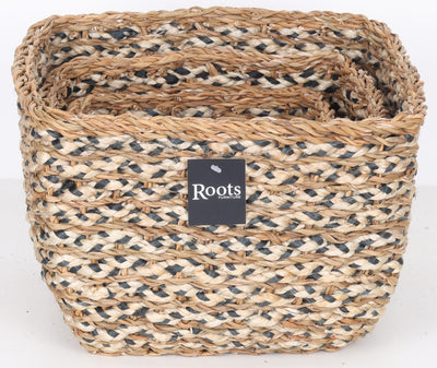 SEAGRASS / JUTE SQUARE TAPER BASKET - SET OF 3 - Al Rugaib Furniture