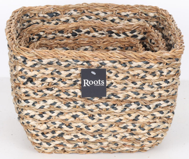 SEAGRASS / JUTE SQUARE TAPER BASKET - SET OF 3 - Al Rugaib Furniture