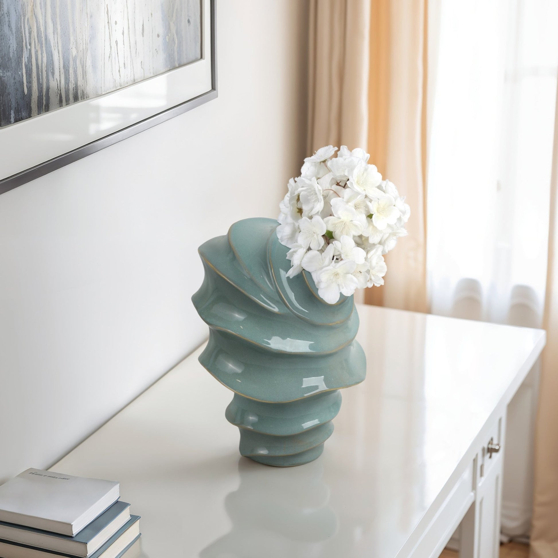 Seaside Blue Cer Vase Vases and Jars| Sagebrook Home