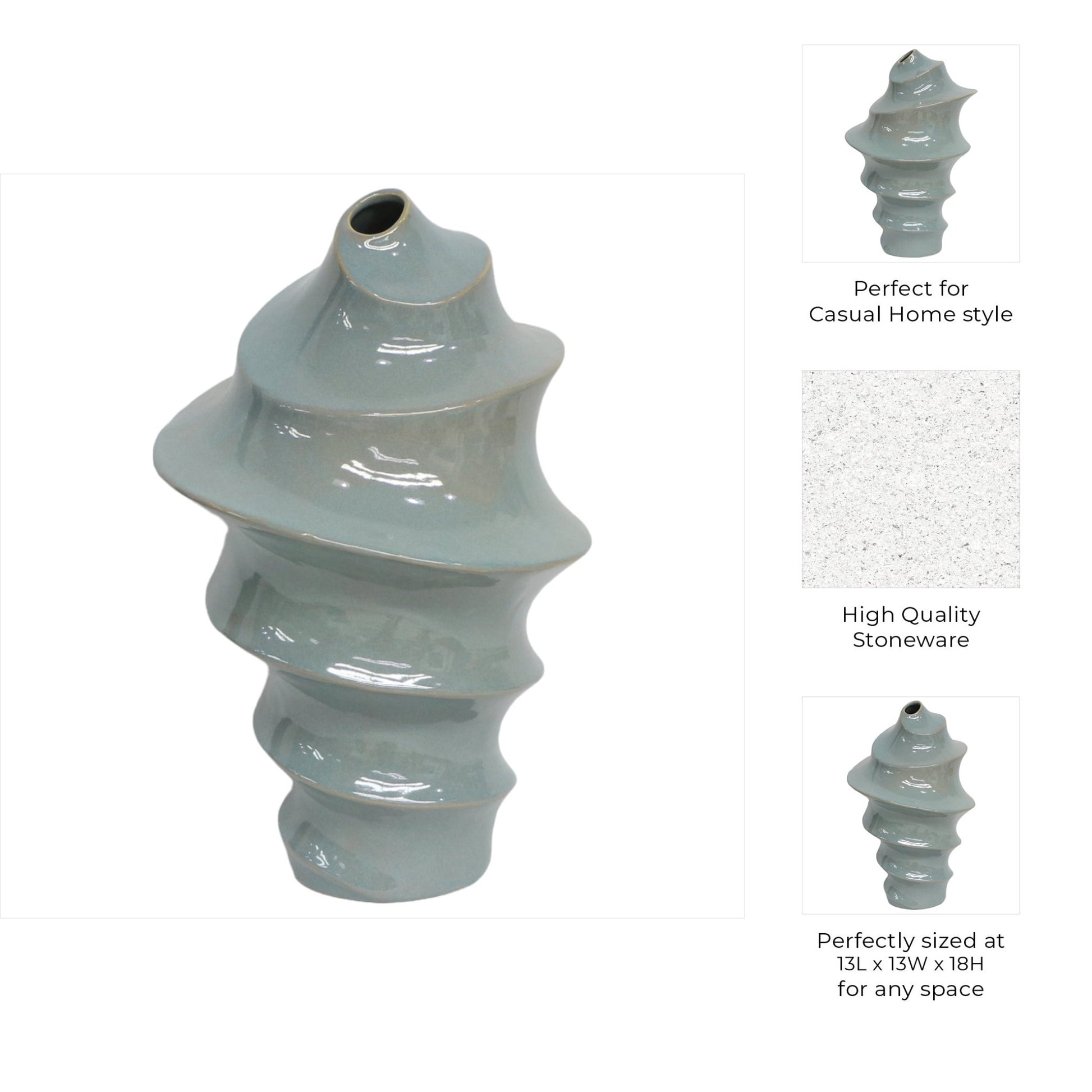 Seaside Blue Cer Vase Vases and Jars| Sagebrook Home