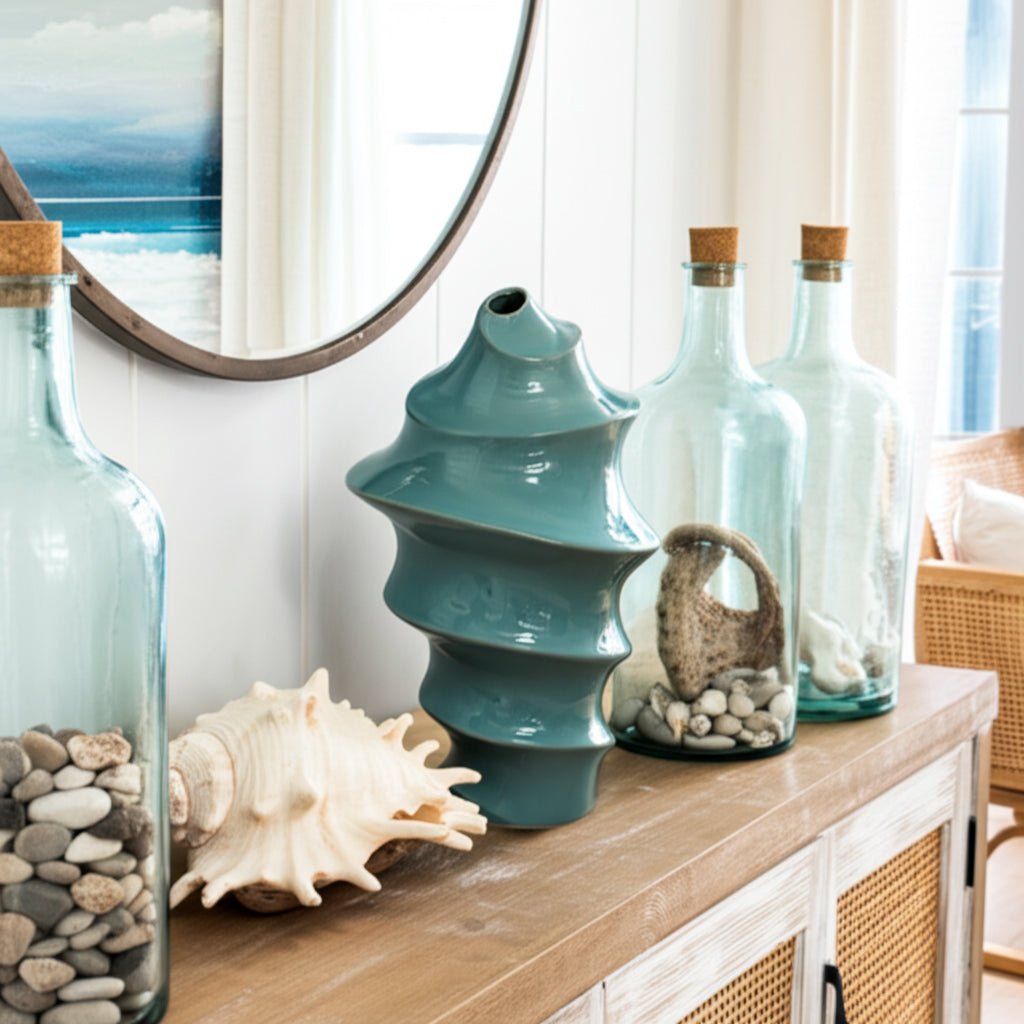 Seaside Blue Cer Vase Vases and Jars| Sagebrook Home