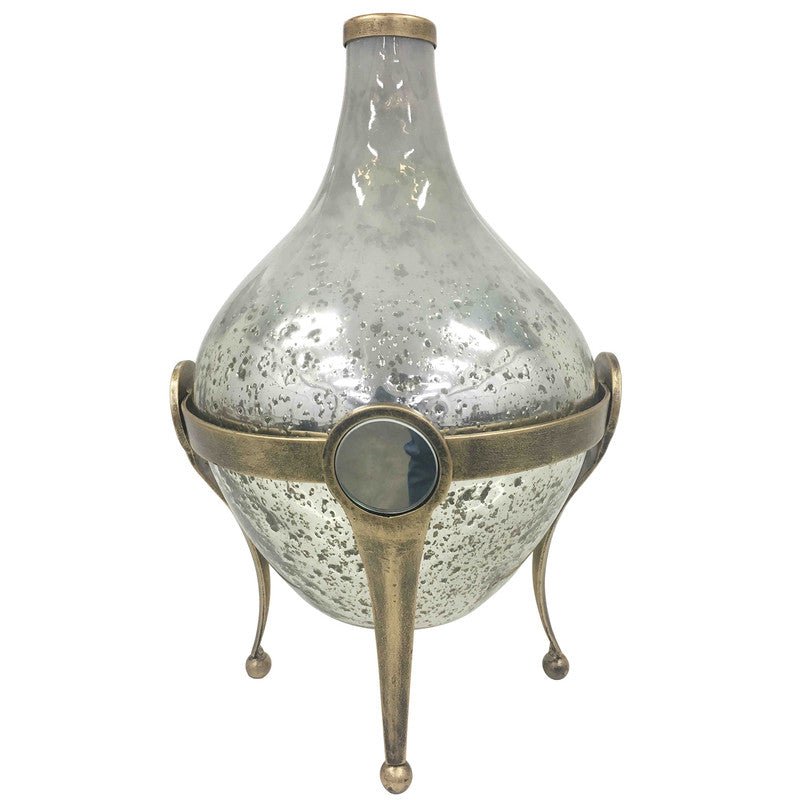 Selene Vase with Gold Stand & Mirror Accents Vases and Jars| Crestview