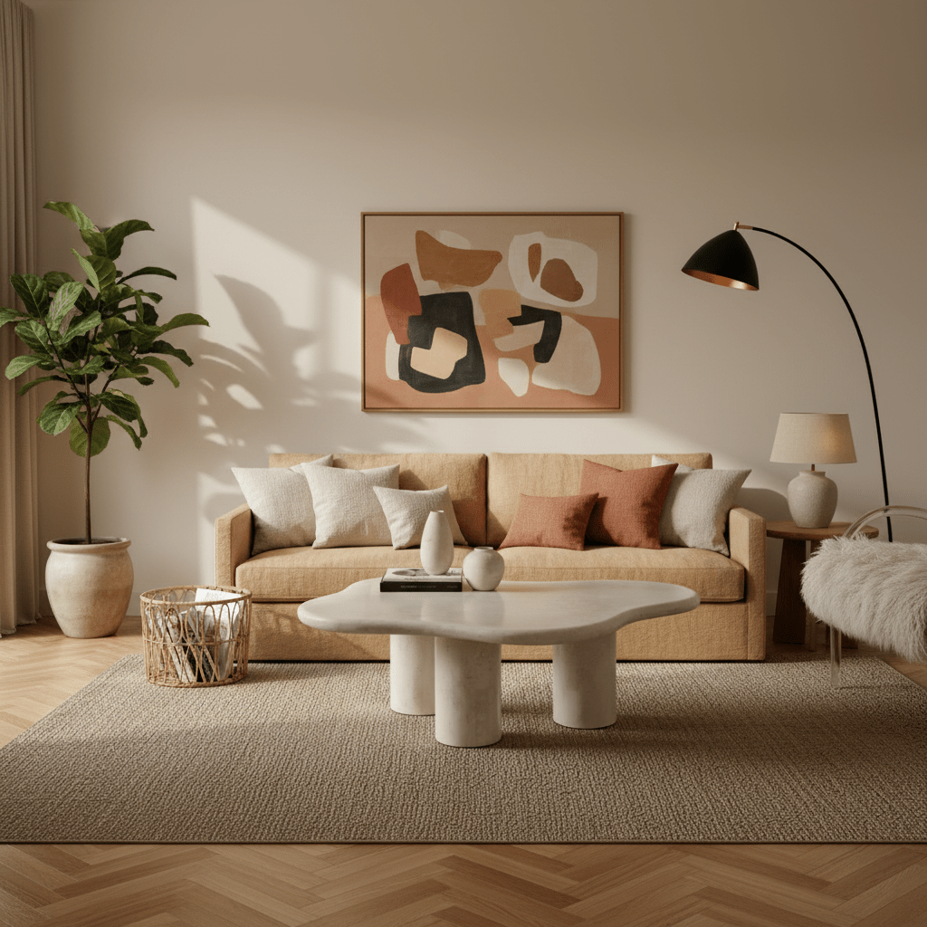 Serenity Off-White Stone Marble Center Table By Alhome Coffee Tables| Alhome
