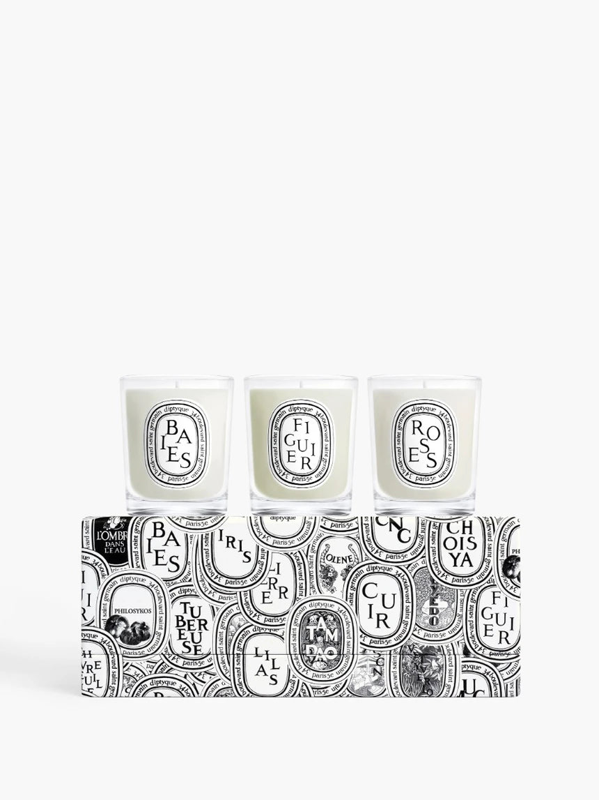 Set of 3 mini candles Baies Figuier Roses (3x70g / 3x2,4oz) Candles| Diptyque