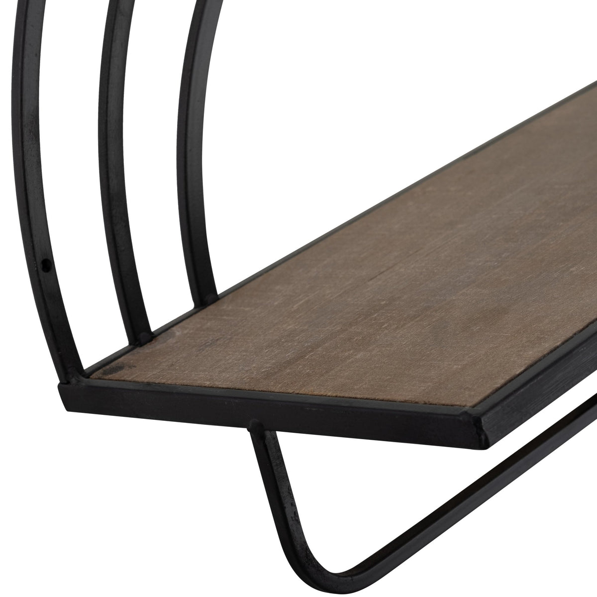SET/2 WOOD/METAL RAINBOW STYLE SHEVES, BROWN/BLACK Wall Shelf| Sagebrook Home