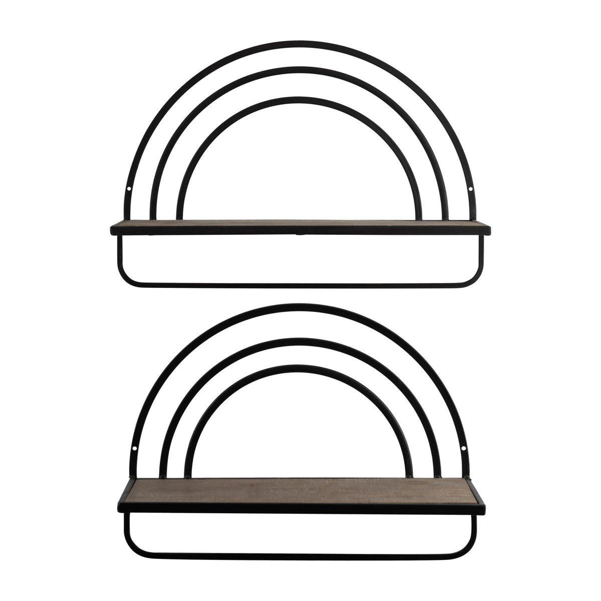 SET/2 WOOD/METAL RAINBOW STYLE SHEVES, BROWN/BLACK Wall Shelf| Sagebrook Home
