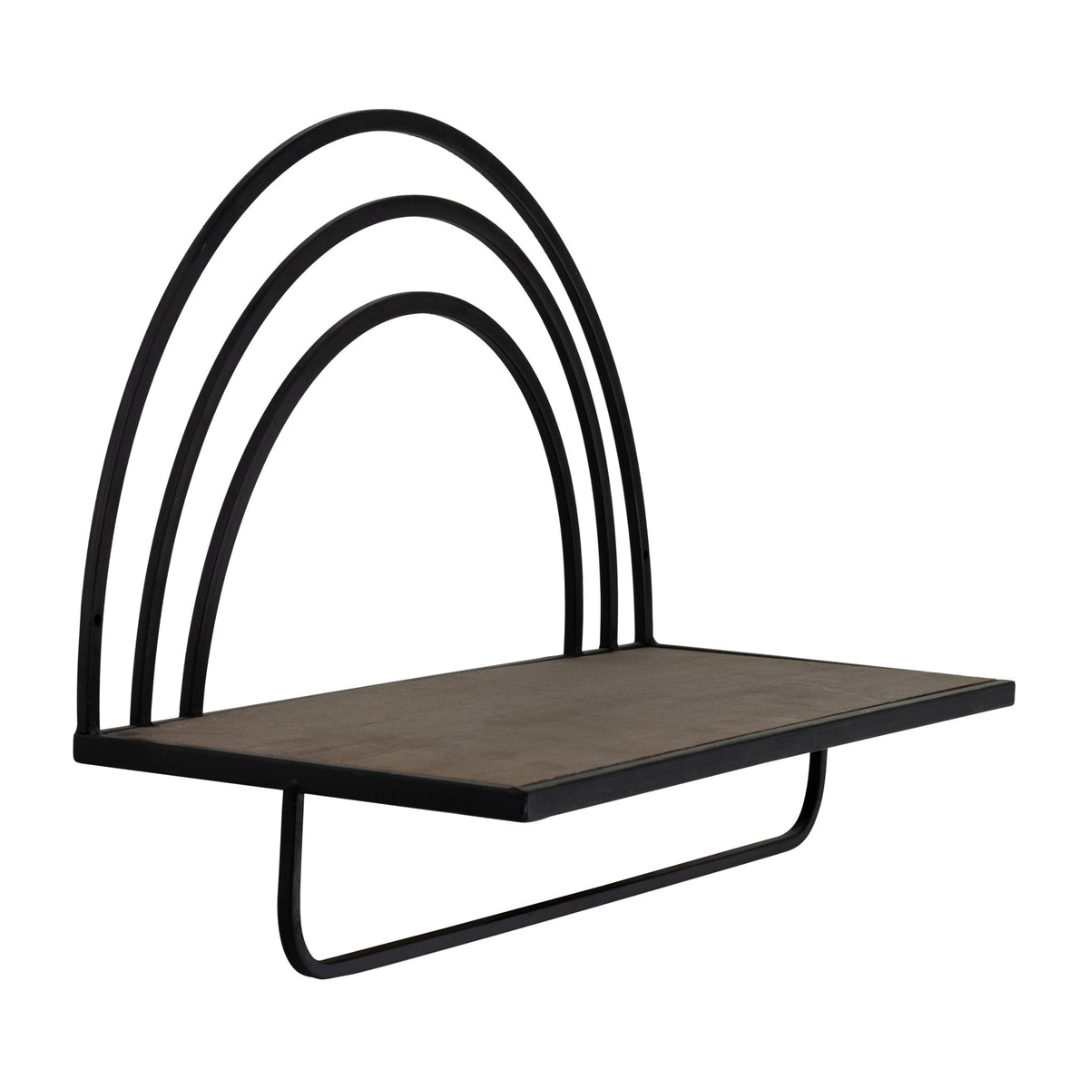 SET/2 WOOD/METAL RAINBOW STYLE SHEVES, BROWN/BLACK Wall Shelf| Sagebrook Home
