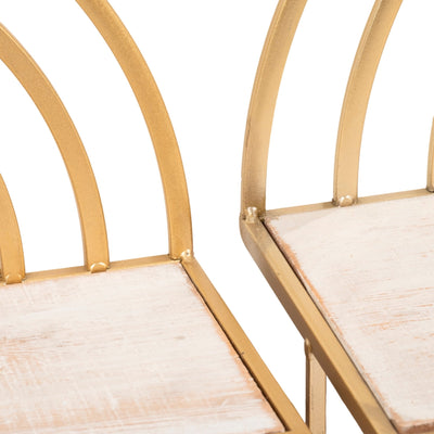SET/2 WOOD/METAL RAINBOW STYLE SHEVES, WHT/GLD - Al Rugaib Furniture