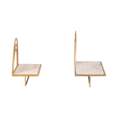 SET/2 WOOD/METAL RAINBOW STYLE SHEVES, WHT/GLD - Al Rugaib Furniture