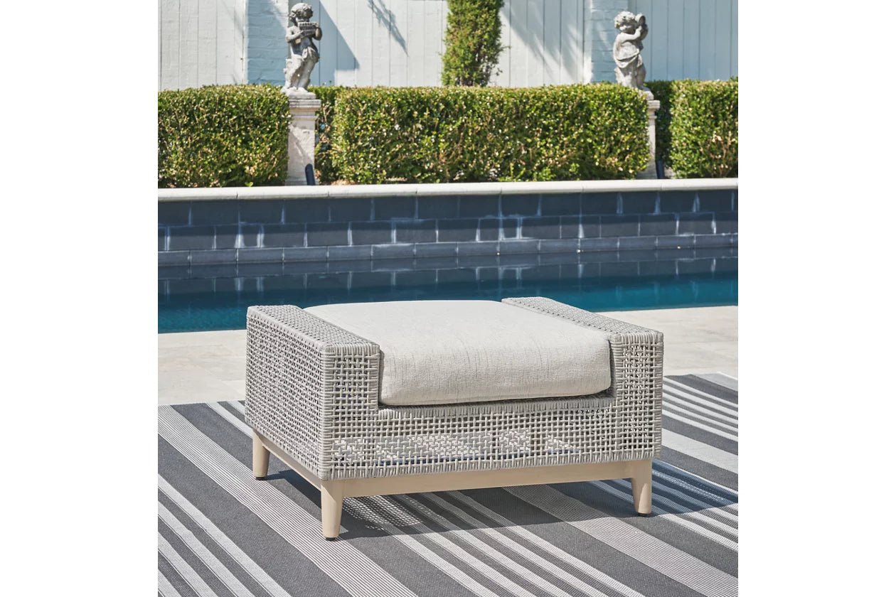 Seton Creek Outdoor Ottoman with Cushion Outdoor Chairs| Ashley Homestore