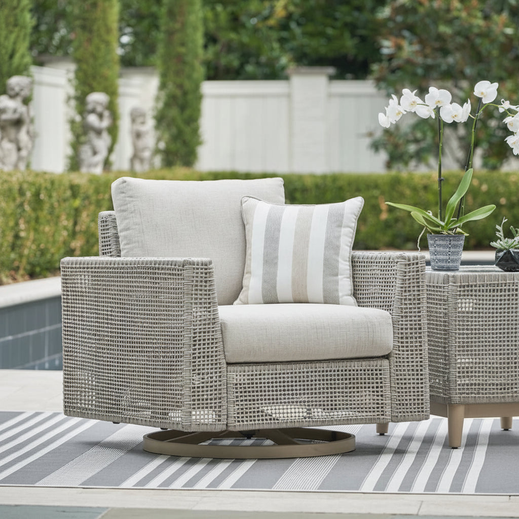Seton Creek Outdoor Swivel Lounge with Cushion Outdoor Chairs| Ashley Homestore