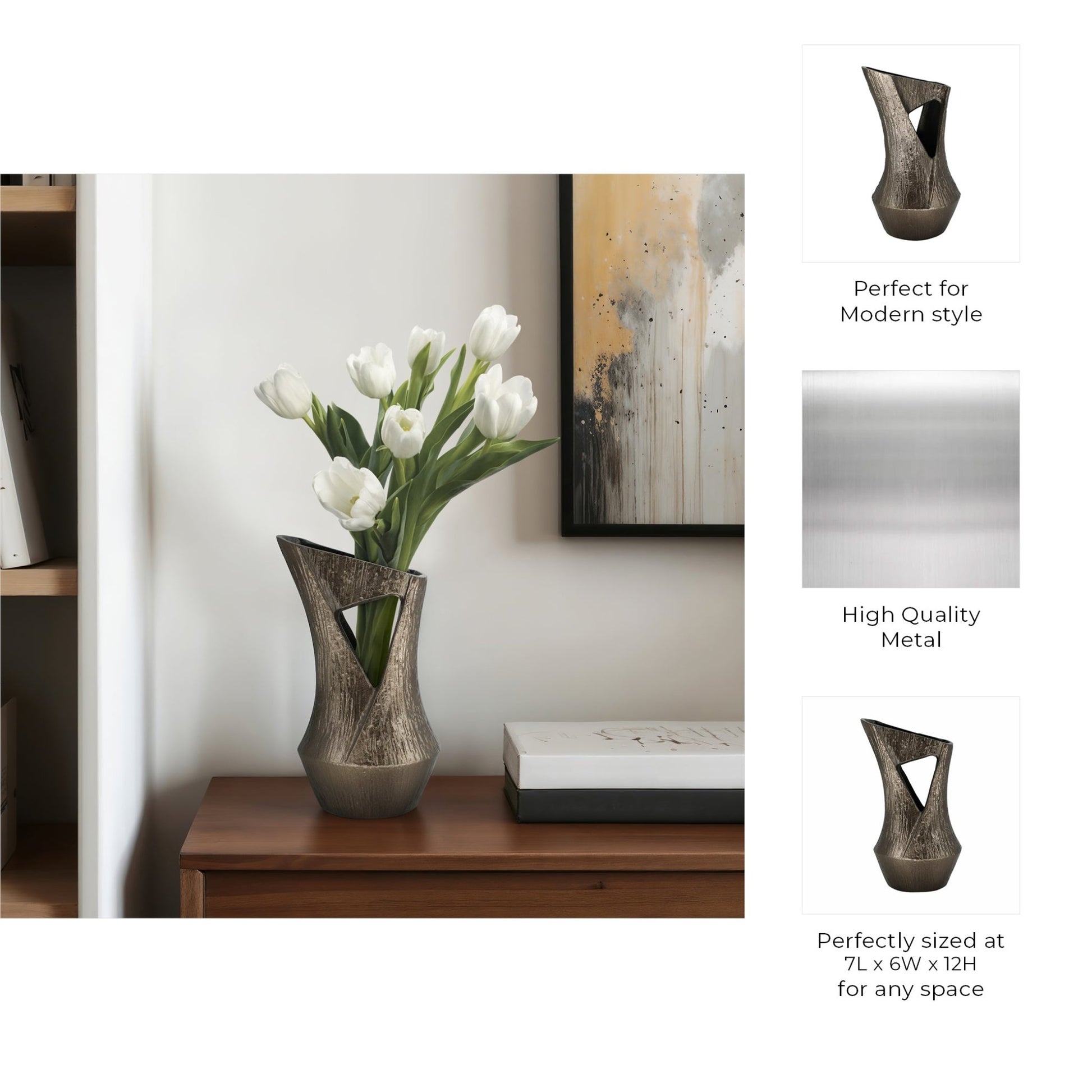 Seward Metal Vase Vases and Jars| Sagebrook Home