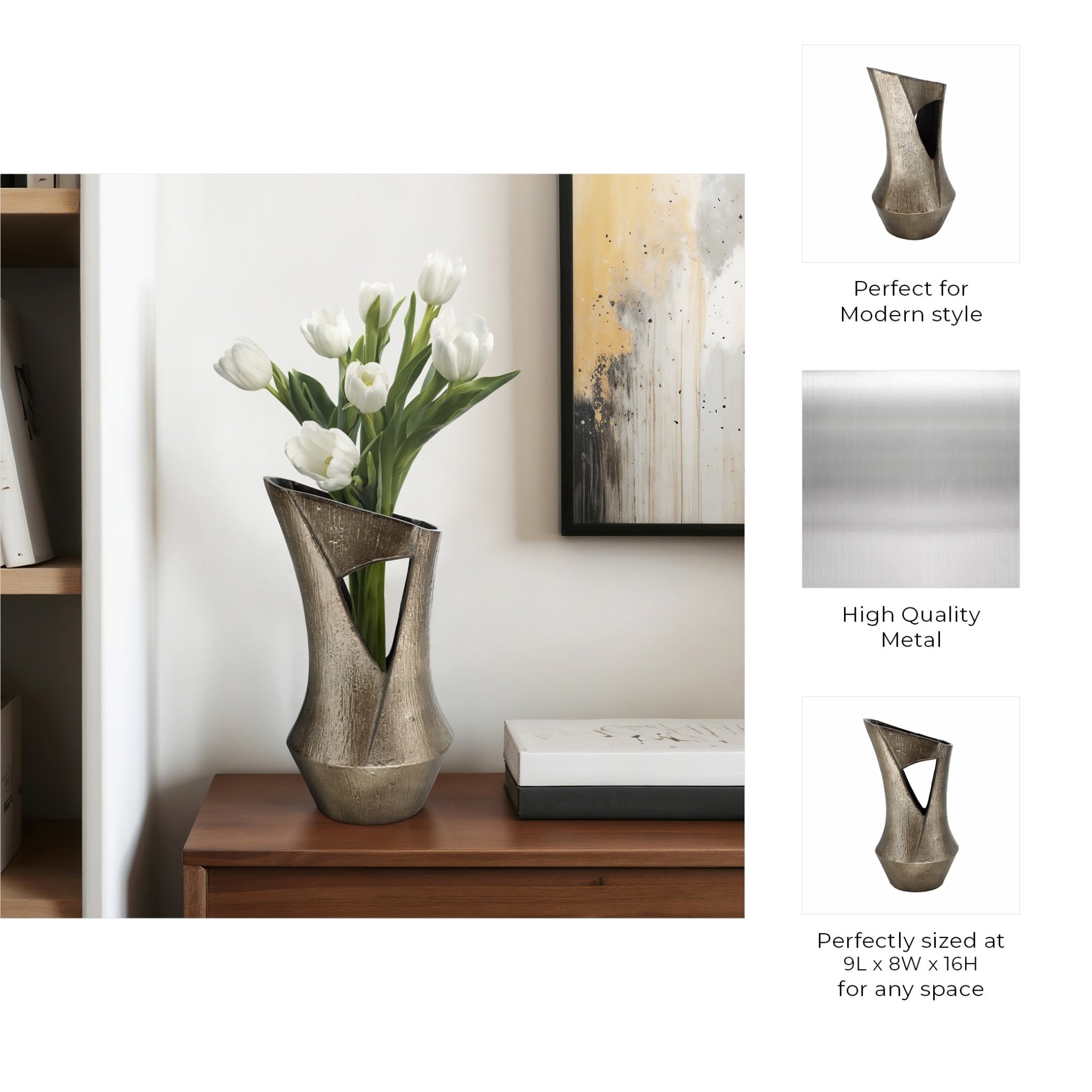 Seward Metal Vase Vases and Jars| Sagebrook Home