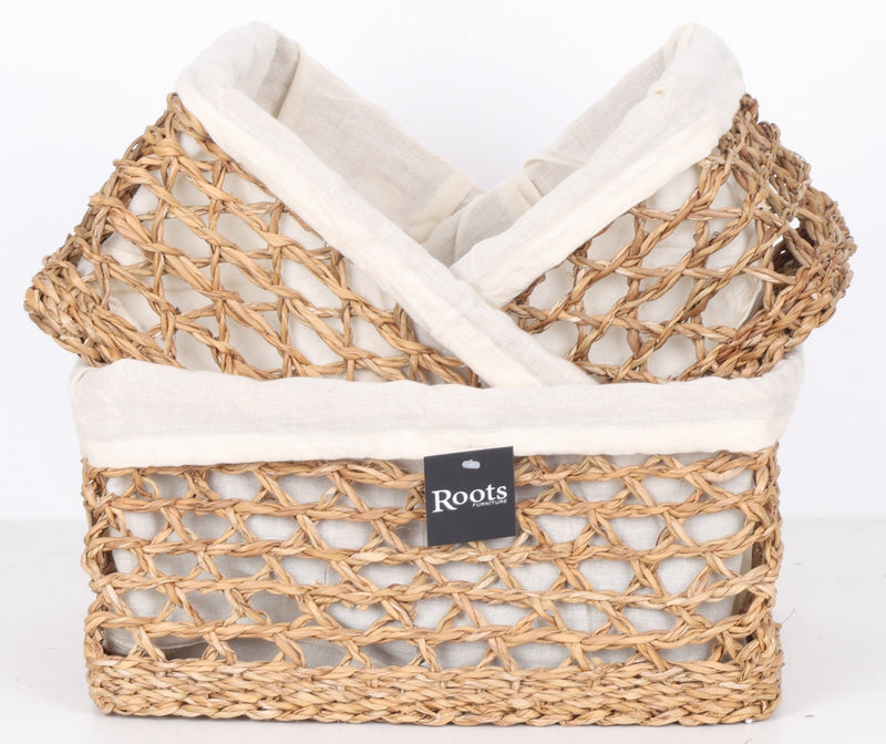 S.G NET BASKET - W/COTTON FABRIC S/3 - Al Rugaib Furniture