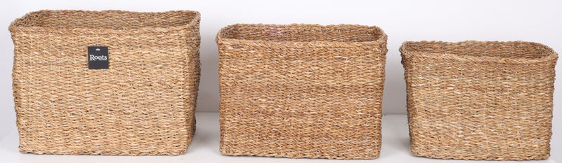 S.G RECTANGULAR BASKET WITH SELF HANDLE SET OF 3 - Al Rugaib Furniture