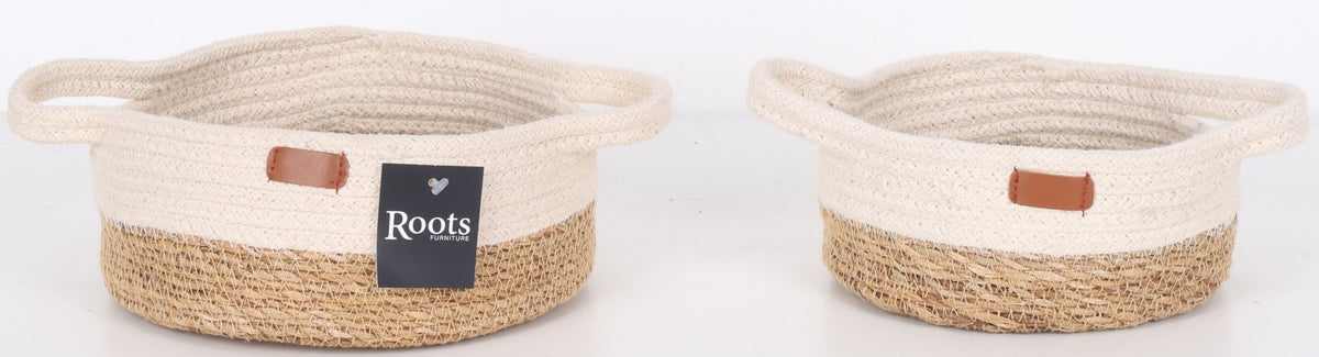 S.G|COTTON ROUND BASKET W/HNDL Baskets| Roots Furniture