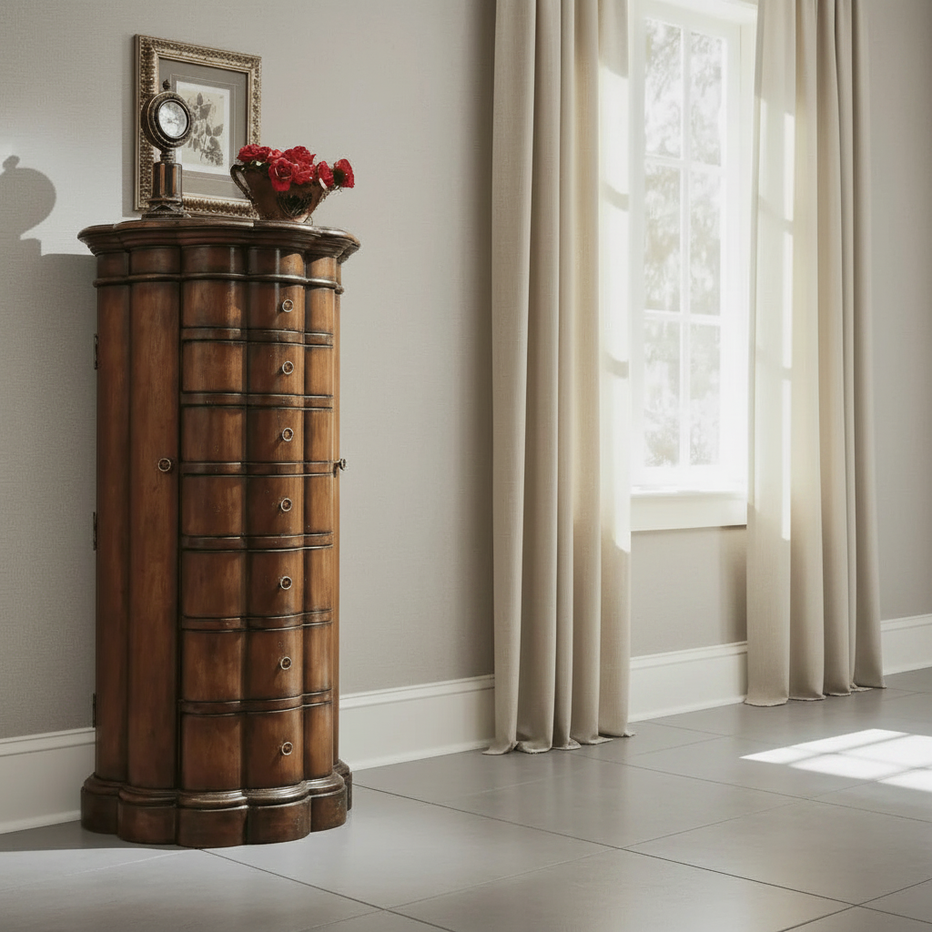Shaped Jewelry Armoire-Cherry Cabinets & Chests| Hooker
