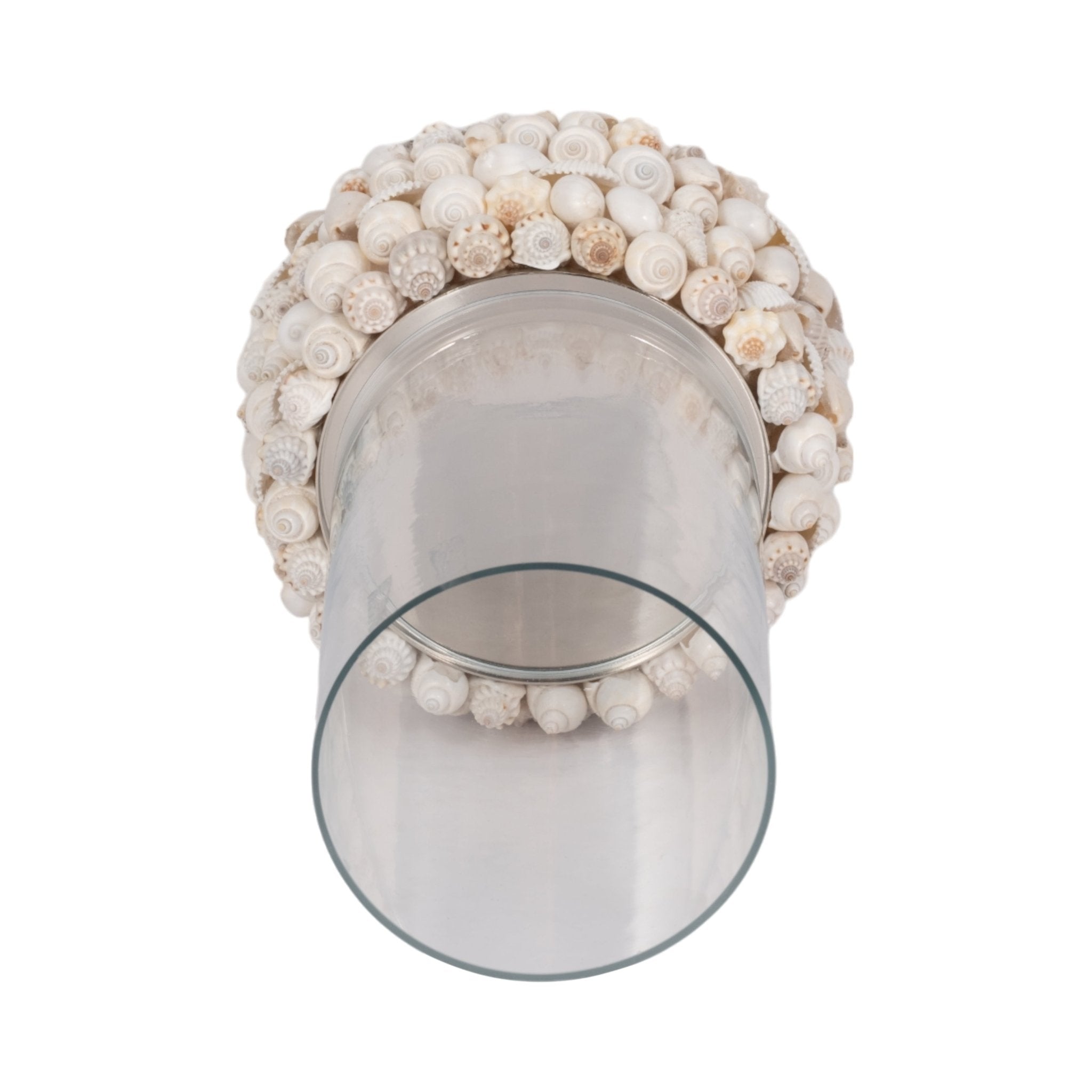 Shell, 9" Hurricane, White Candle Holders| Sagebrook Home