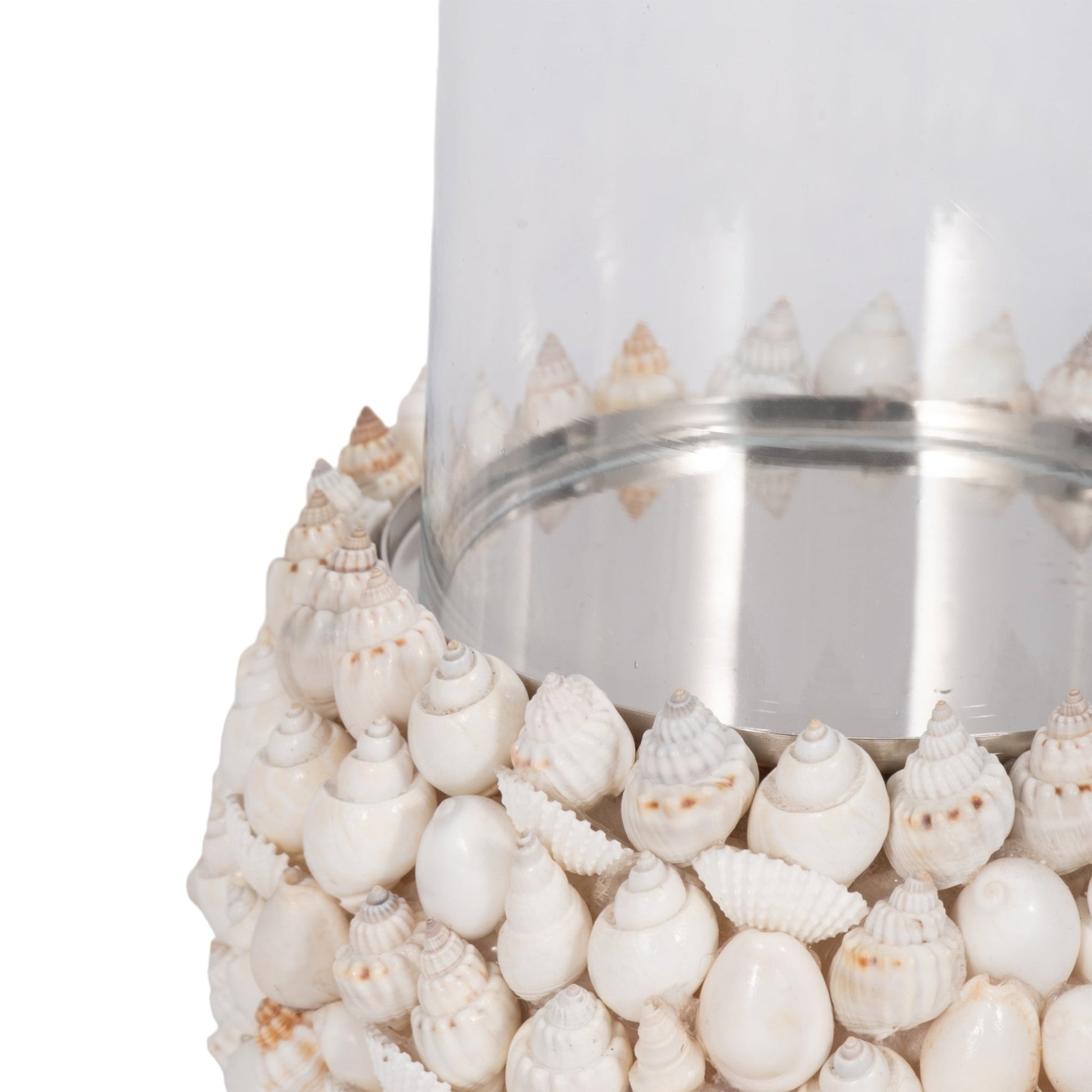 Shell, 9" Hurricane, White Candle Holders| Sagebrook Home