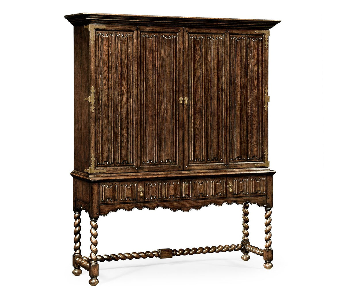 Sherwood Oak Collection - Elizabethan Style Dark Oak TV Cabinet Cabinets & Chests| Jonathan Charles
