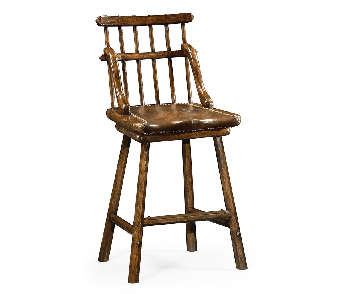 Sherwood Oak Collection - Rustic Dark Oak Side Bar Stool Ground Decors| Jonathan Charles