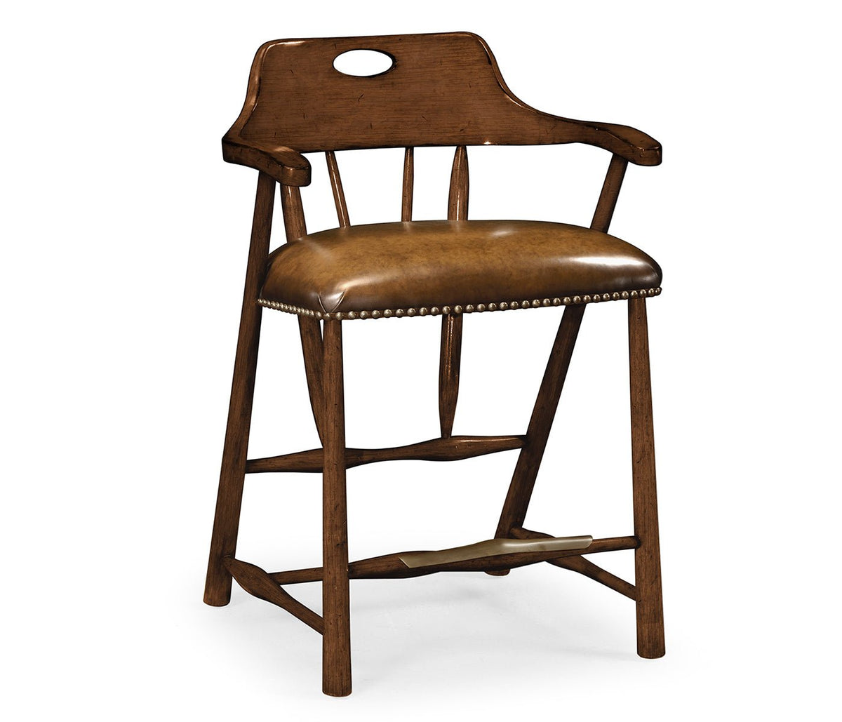 Sherwood Oak Collection - Smokers Style Dark Oak Counter Stool Ground Decors| Jonathan Charles