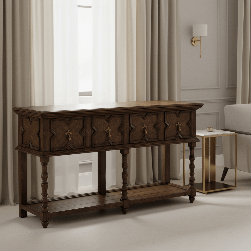 Sherwood Oak Collection - Traditional Tudor Style Dark Oak Buffet Servers| Jonathan Charles