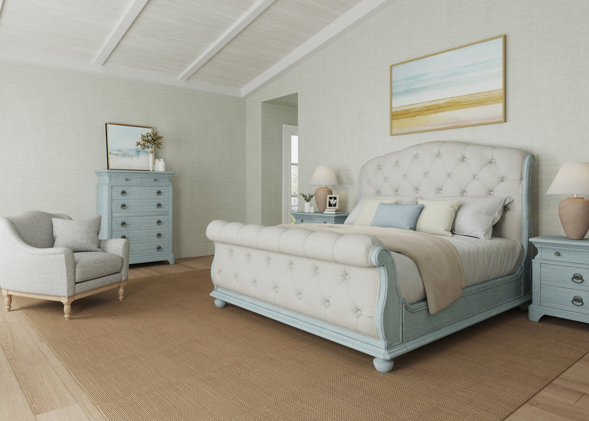 Shoal King Tufted Uph. Sleigh Bed Beds| A.R.T. Furniture