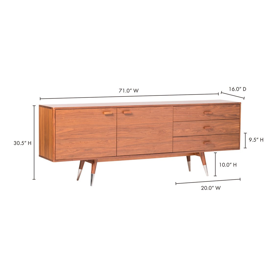 Sienna Sideboard Walnut Small Consoles & Sideboards| Moe's Home