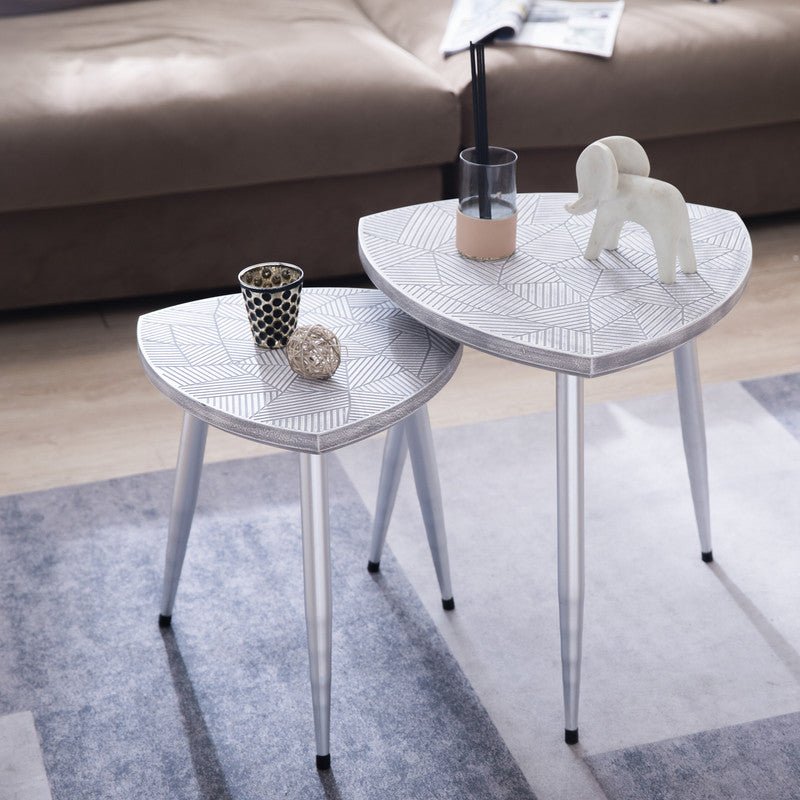 Silver Angular Table Set of 2 Accent & End Tables| Crestview