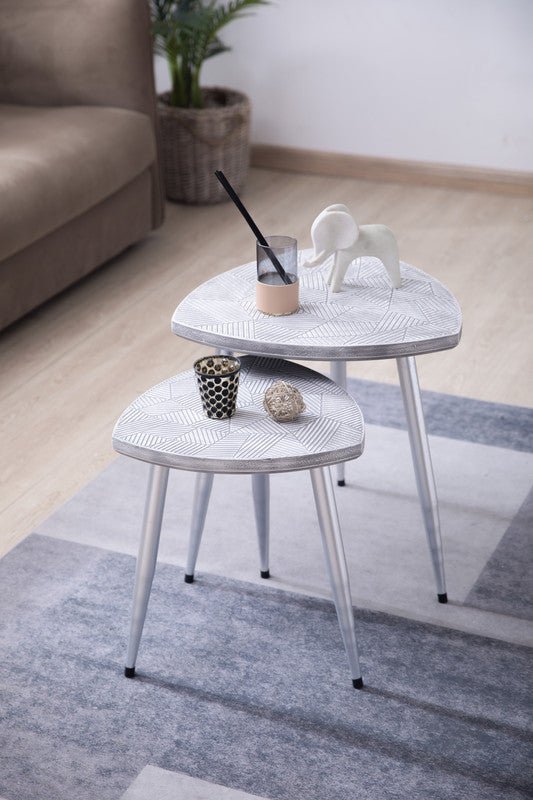 Silver Angular Table Set of 2 Accent & End Tables| Crestview