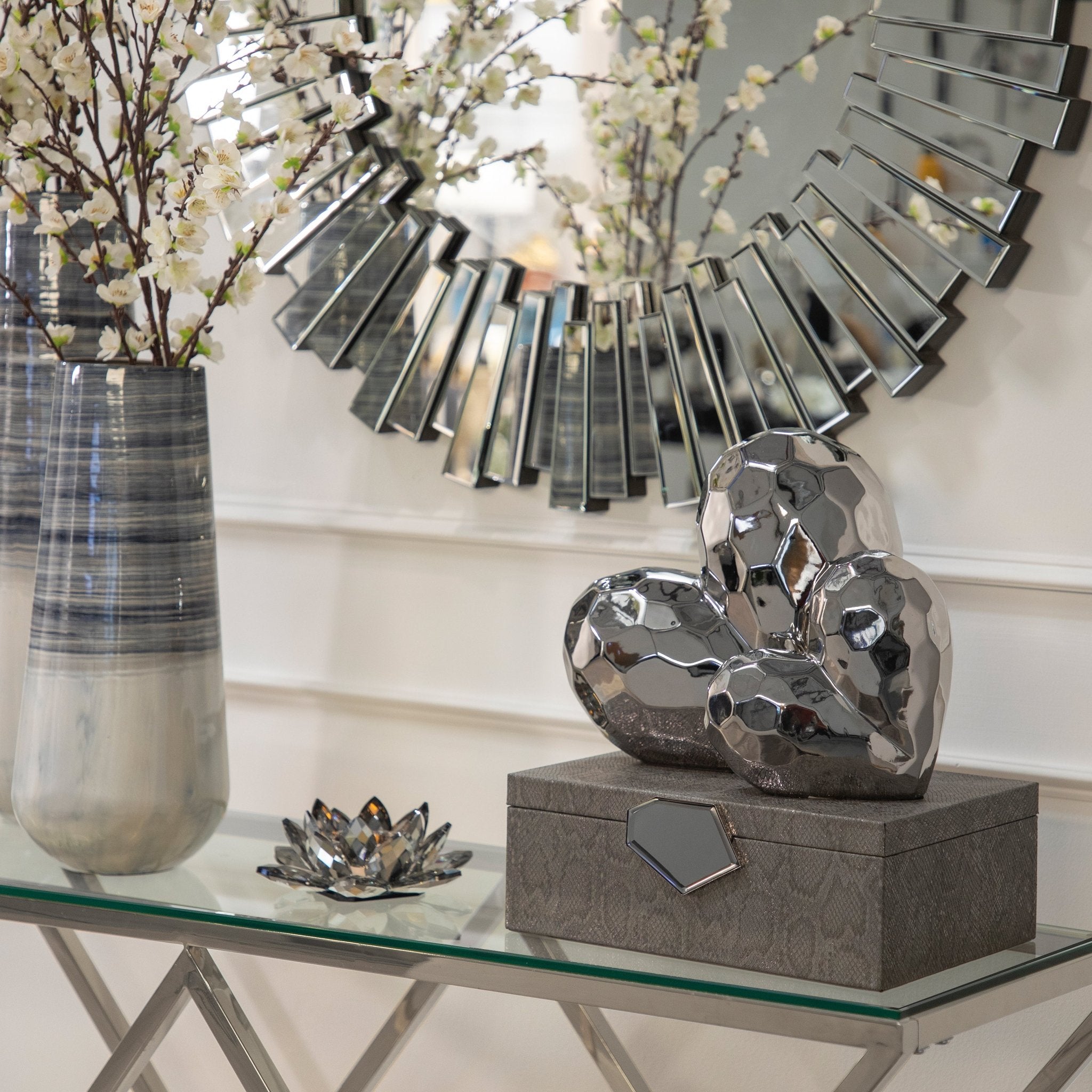 SILVER CERAMIC HEART 8" Table Decors| Sagebrook Home